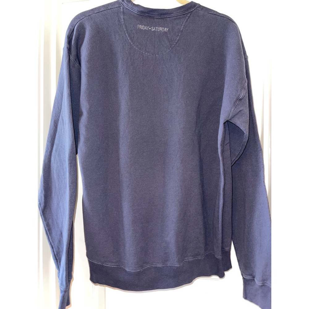 Friday + Saturday Sweatshirt. Blue and pink. Size Medium. - Picture 3 of 3